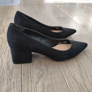 Suede block heel